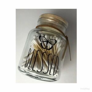 NEW Rae Dunn Blessed Glass Jar Cotton Swab